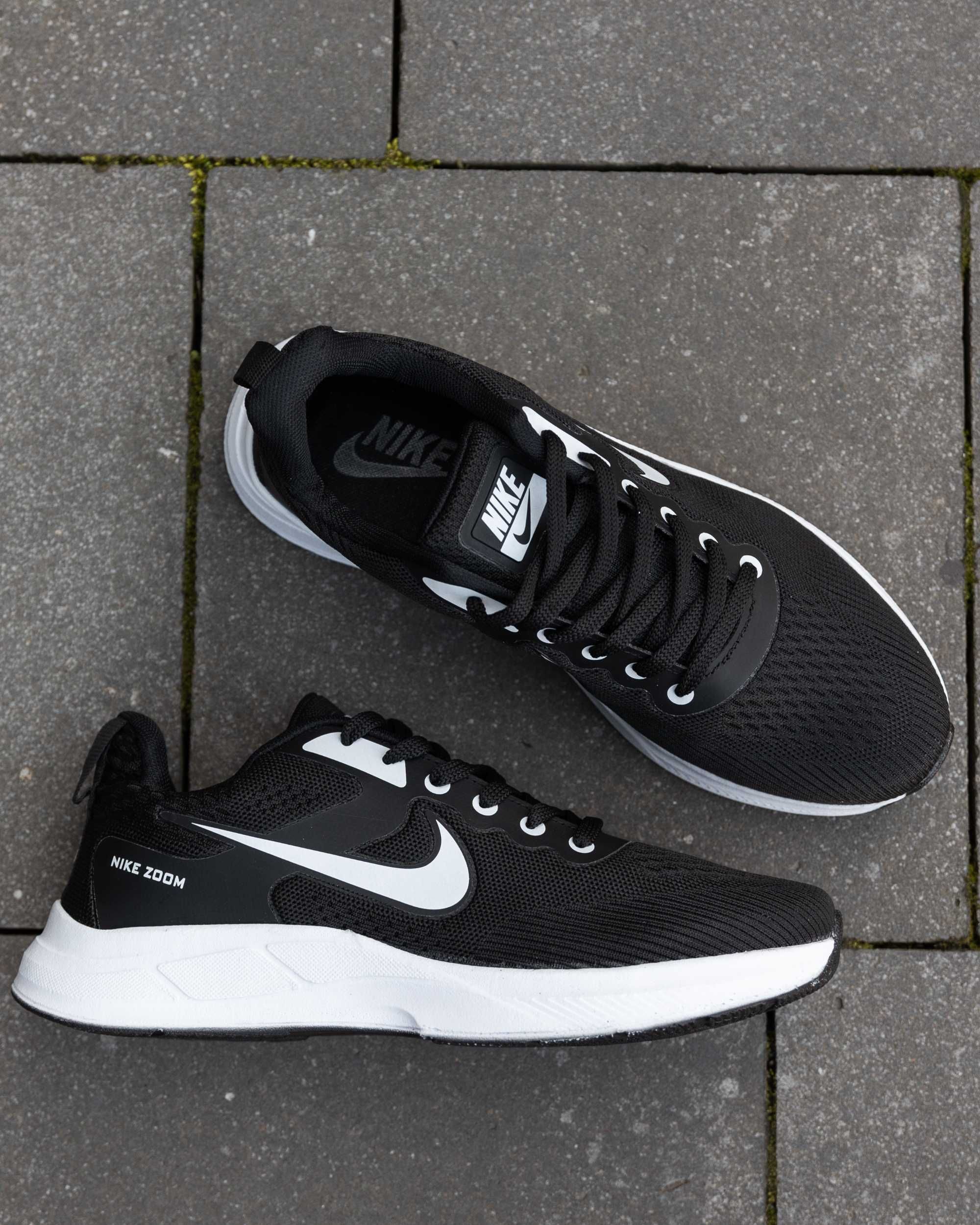 Кросівки чоловічі Nike Zoom Black White Найк Зум чорно-білі сітка піна