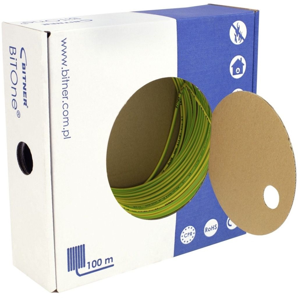 BiTNER H05V-K /LgY 1 500V żółto-zielony linka 100m