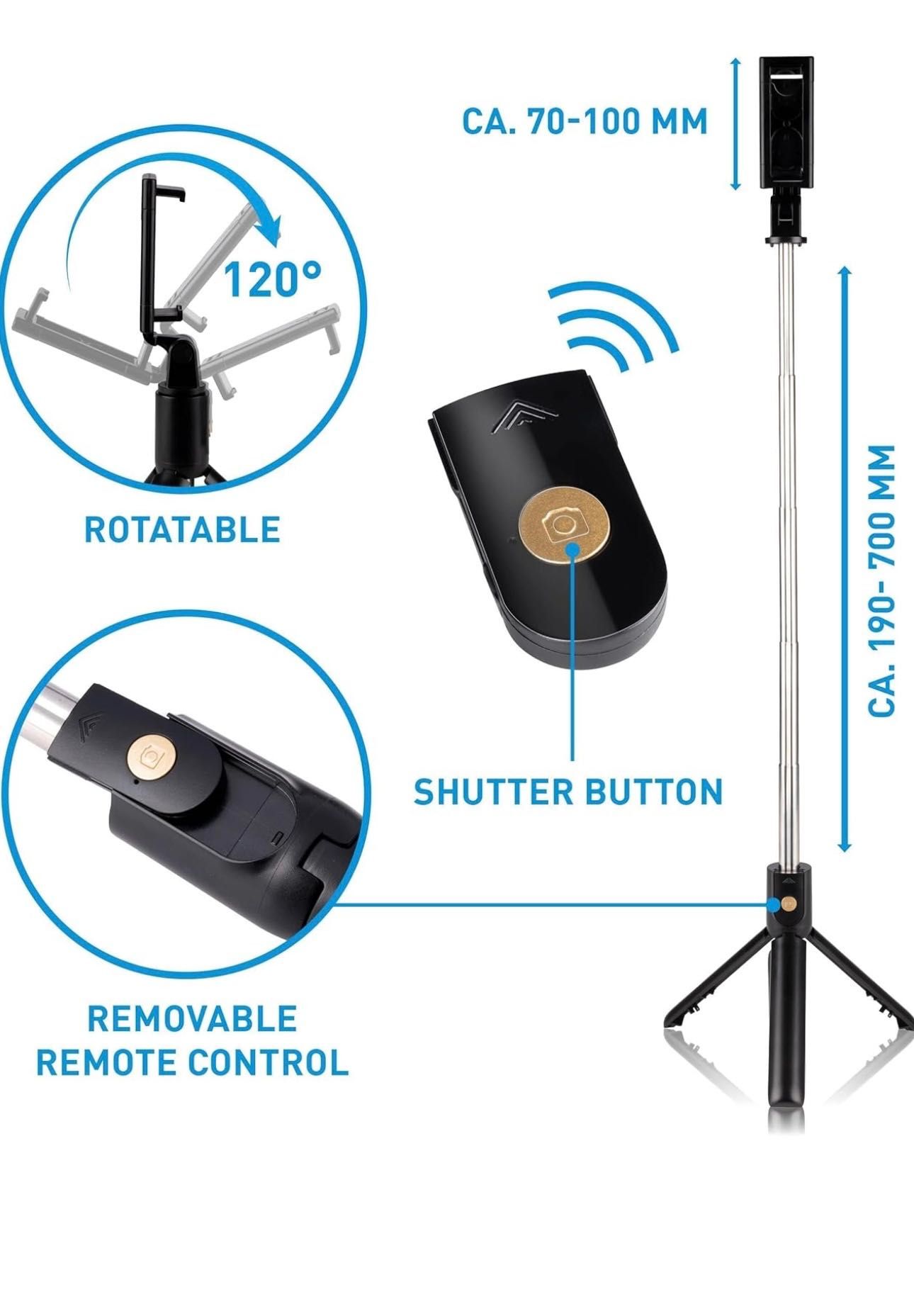 Grundig Kijek do selfie i statywu, statyw do smartfona, z pilotem