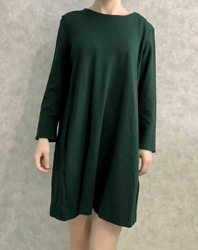 Тёмно зелёное плотное платье с карманами H&M M