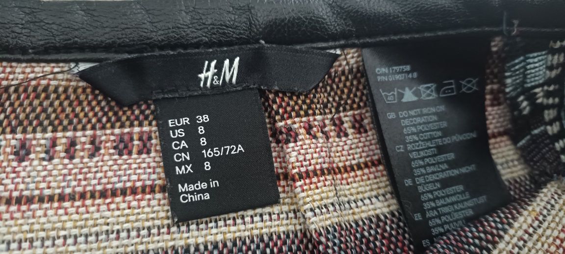 Spódnica w stylu boho, wielokolorowa, rozmiar 38 / M, H&M