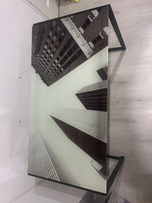 Mesa de Vidro em Inox Preto