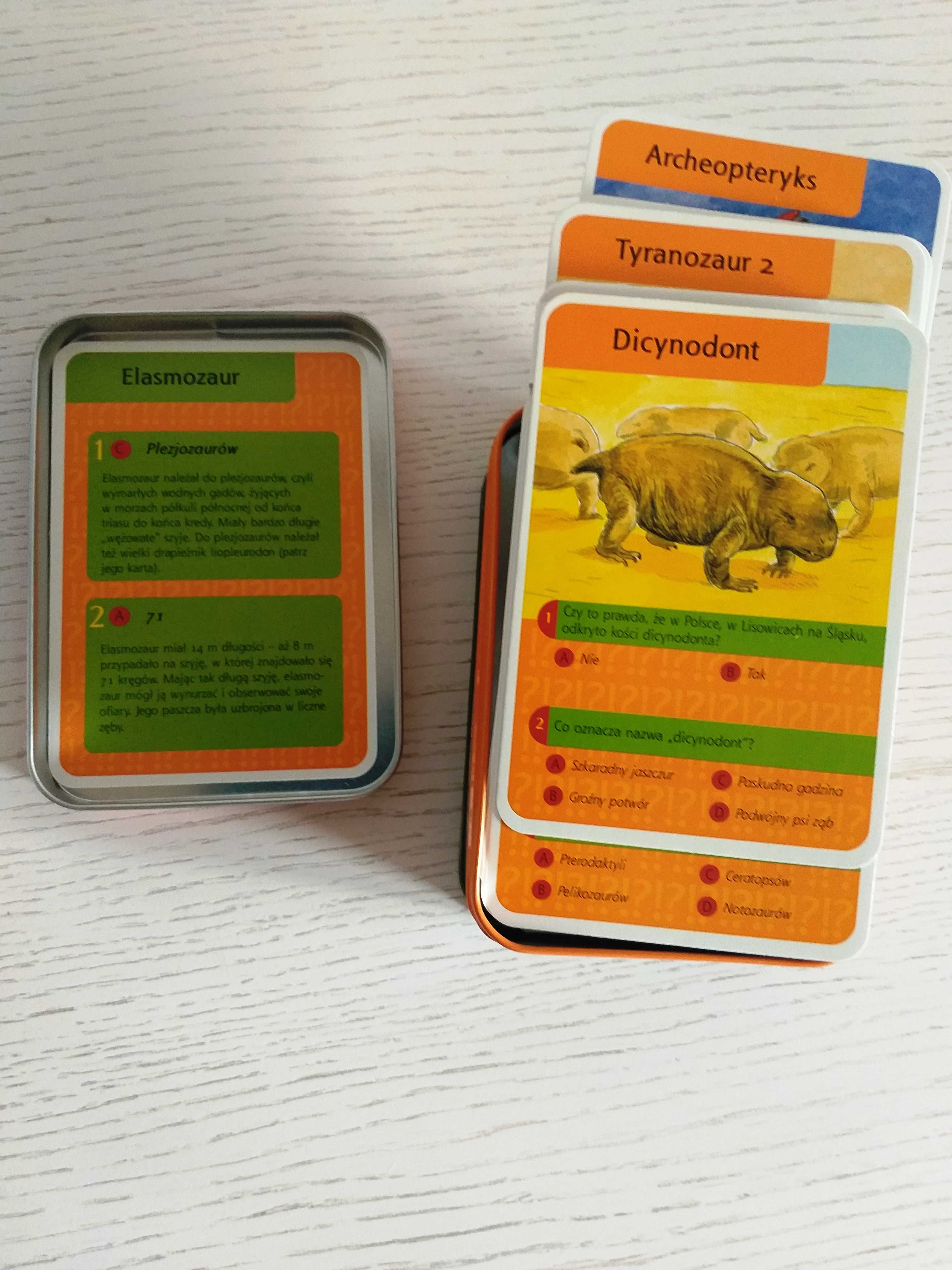Dinozaury gra edukacyjna karty z pytaniami
