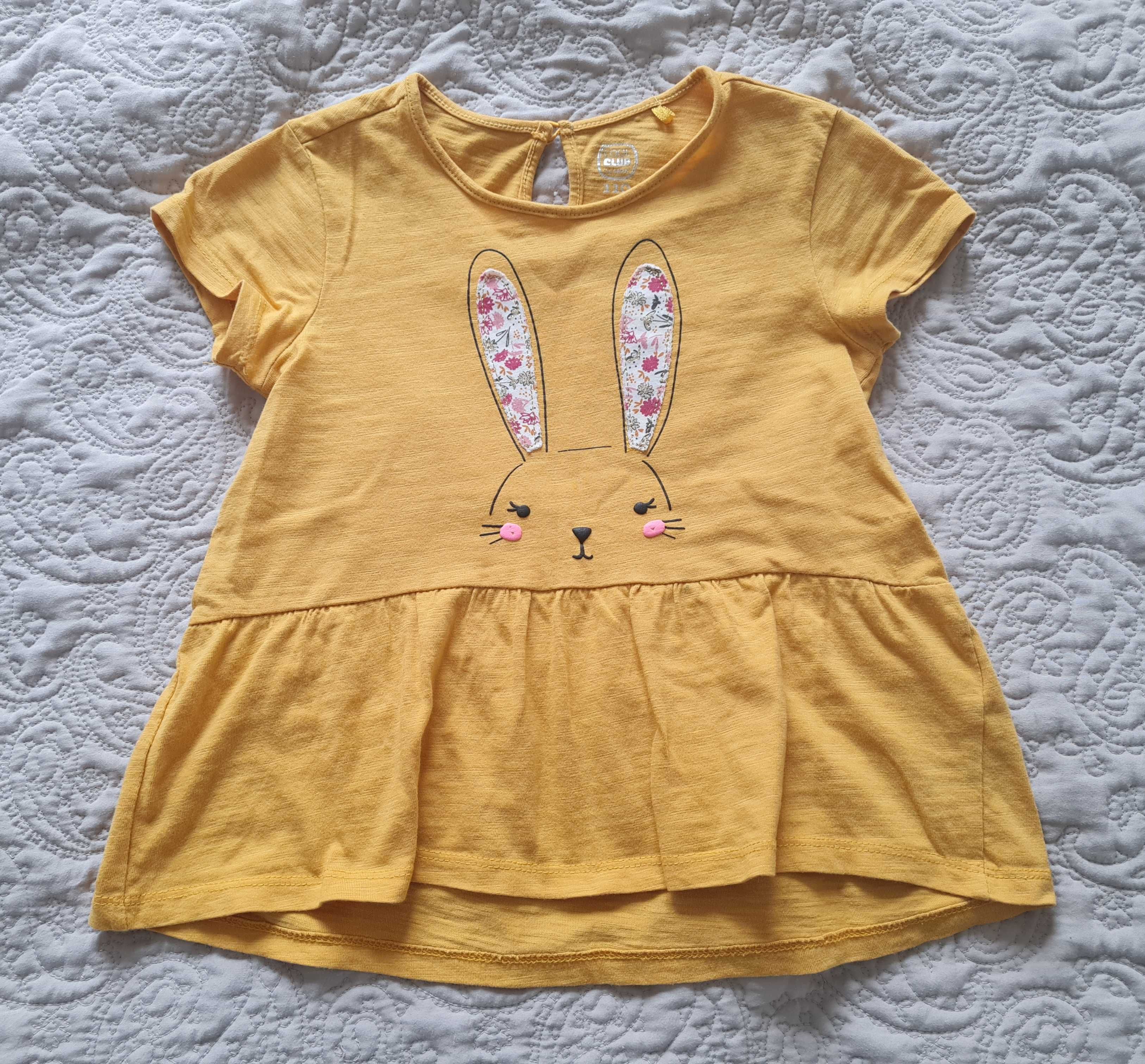 Bluzka t-shirt Cool Club 104-110 bluzeczka koszulka zając królik żółta