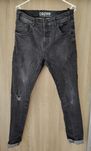 Spodnie jeansowe jeans grafit czarne marmurkowe 30 Cropp rurki