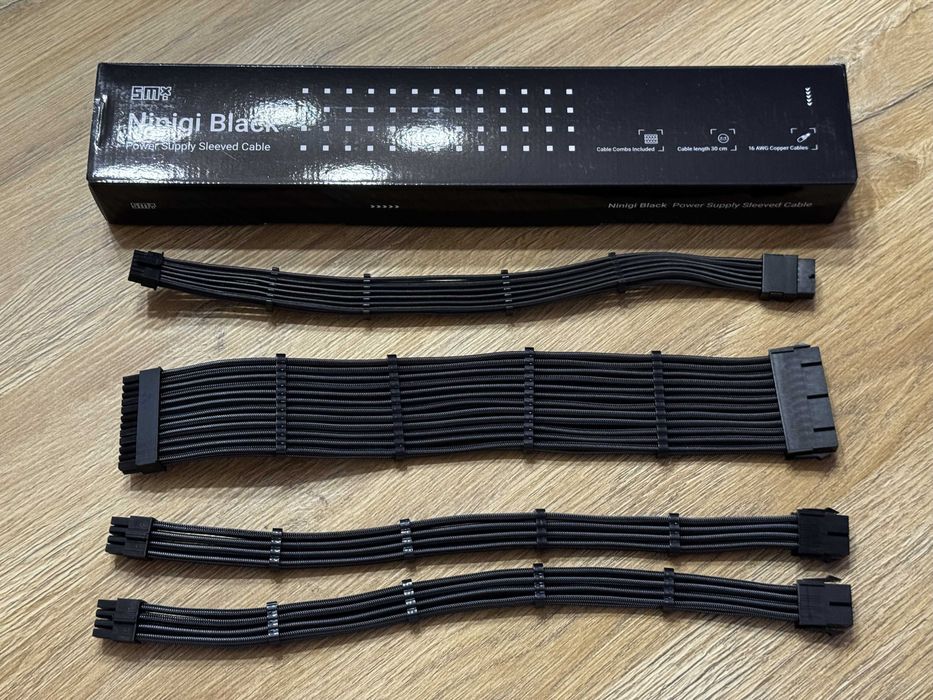 Kable przedłużacze do zasilacza ATX SMX Ninigi Cable Extensions Black