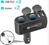 Eletrand 2-gniazdkowy adapter zapalniczki 12/24V DC dwa porty USB