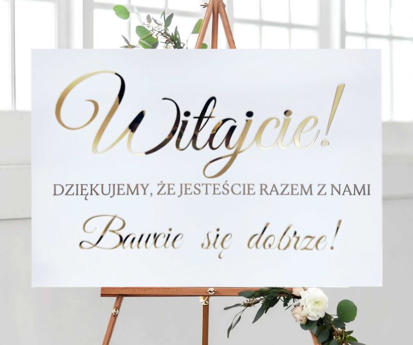 Tablica powitalna „Witajcie! Dziękujemy, że jesteście razem z nami.