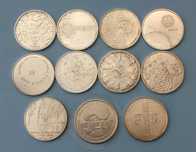 moedas comemorativas de 8 EURO - prata - lote de 11 exemplares