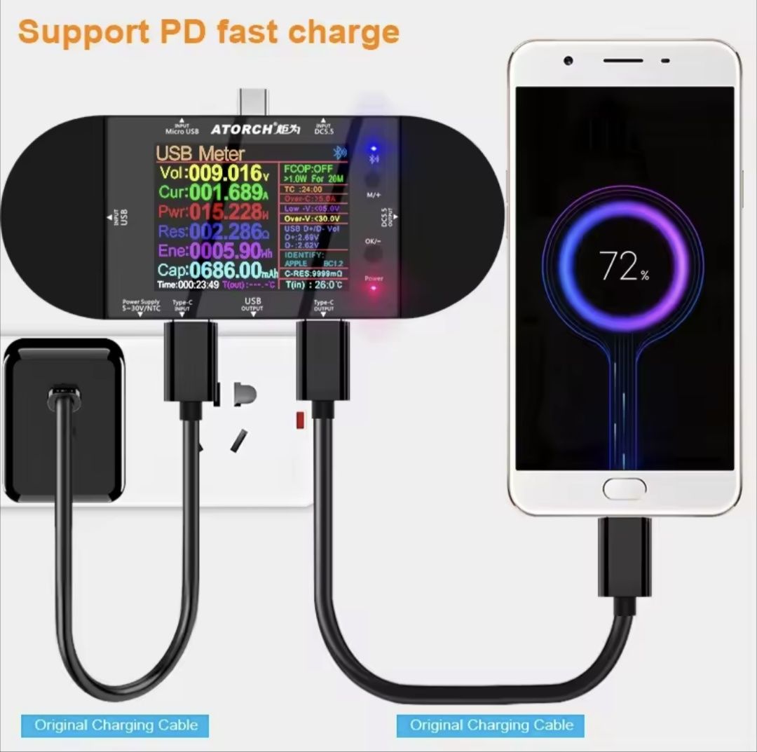 ATORCH UD24 usb тестер, детектор напруги.