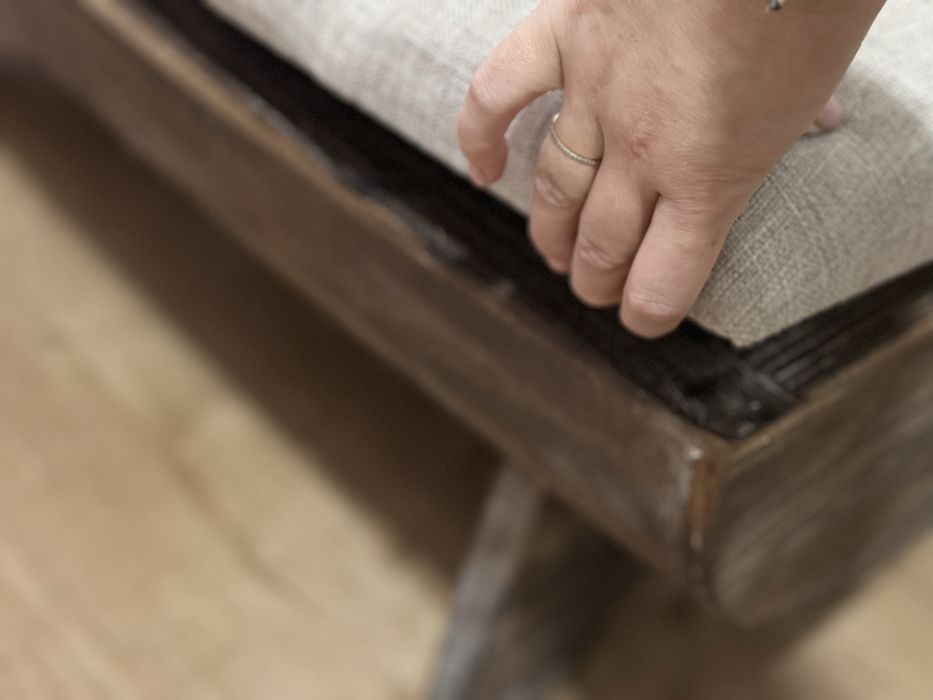 Ławka ze schowkiem, skrzynia lite drewno i tkanina, 103 x 51 x 44 cm