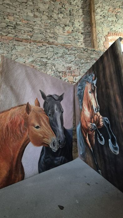 Duży obraz 125x150. Koń. Ręcznie malowany. Nie druk.
