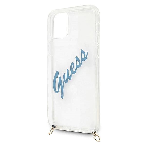 Etui Guess Script Vintage na iPhone 12 mini - niebieskie