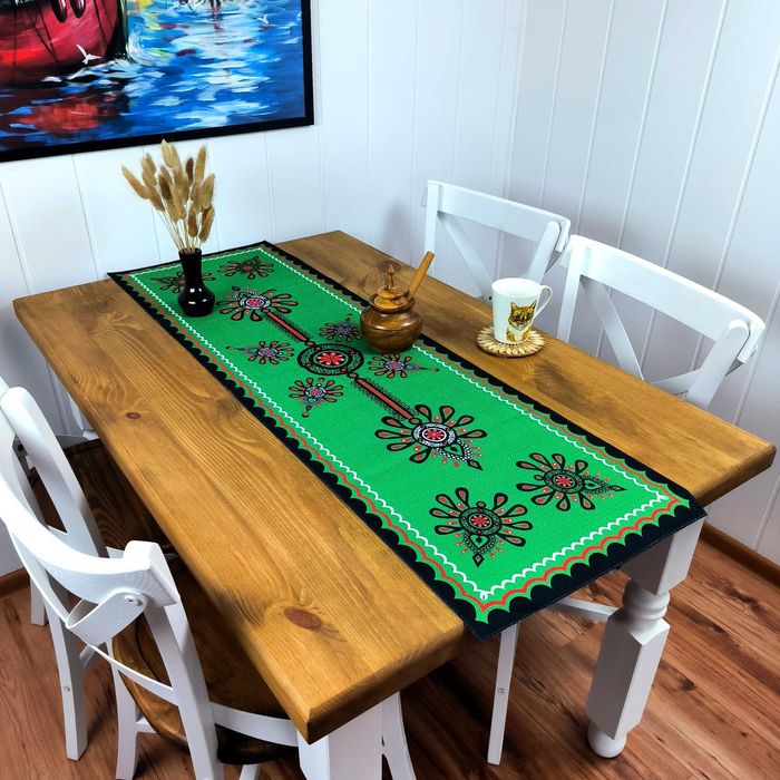 Folkowy Bieżnik na Stół 120x40 cm – Polski Produkt, Laserowy Nadruk