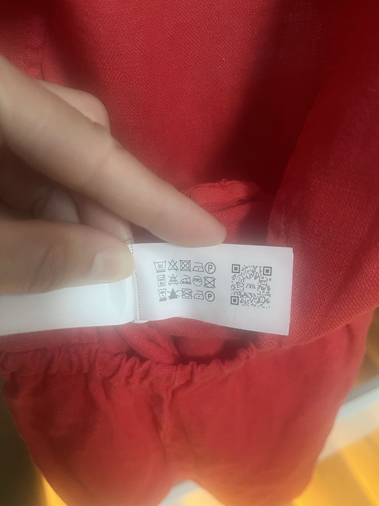 Czerwony lniany letni kombinezon Zara 116