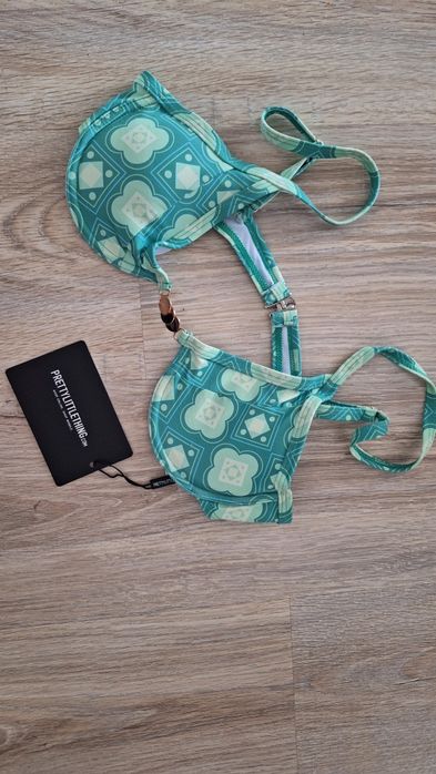 prettylittlething green mosaic, купальник, кліф