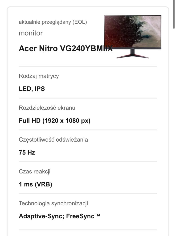 Monitor Acer VG240YBMIIX