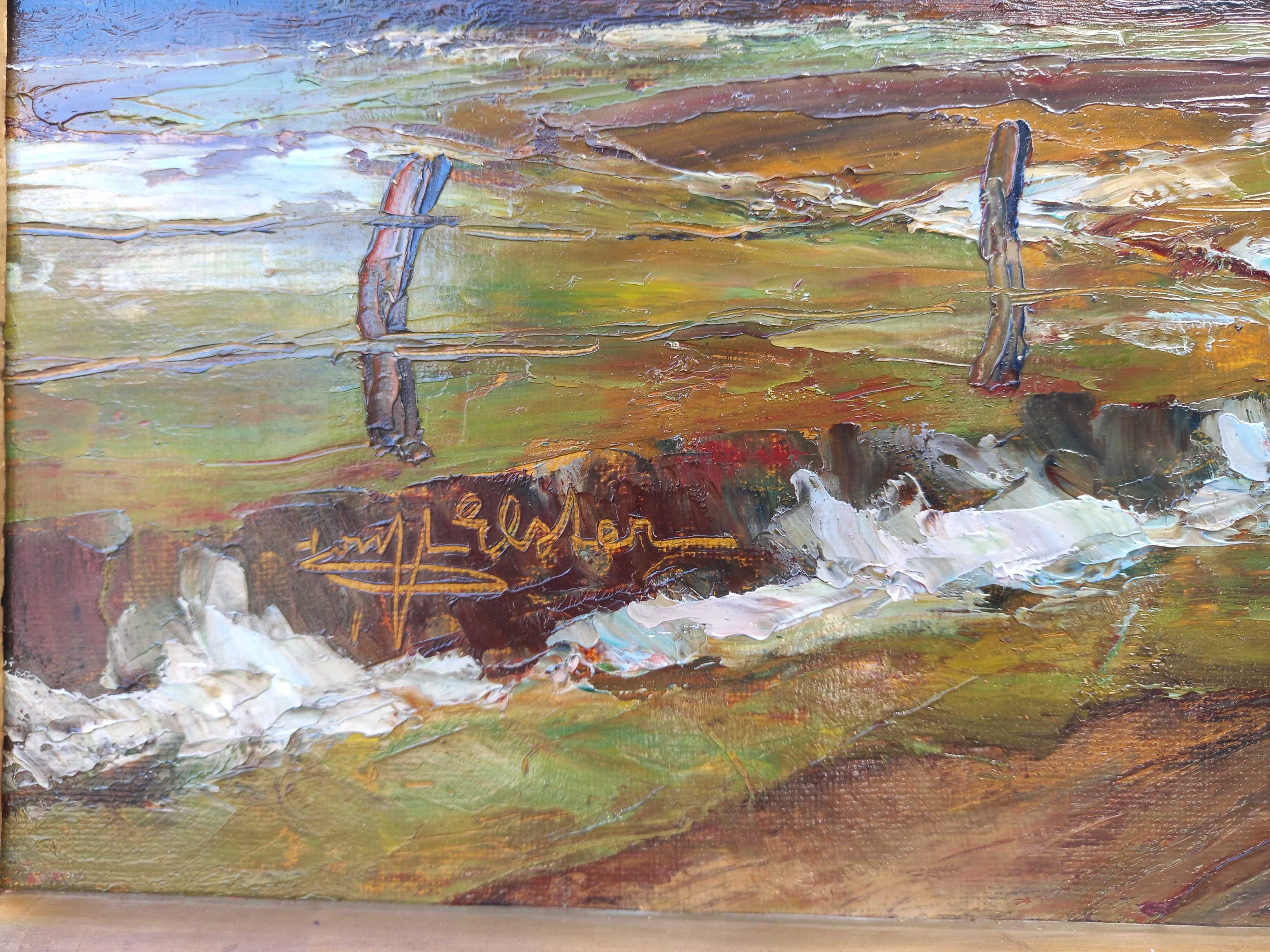 Pejzaż, olej/płyta, Erwin Elster  ur. 1887 zm. 1977 polskie malarstwo