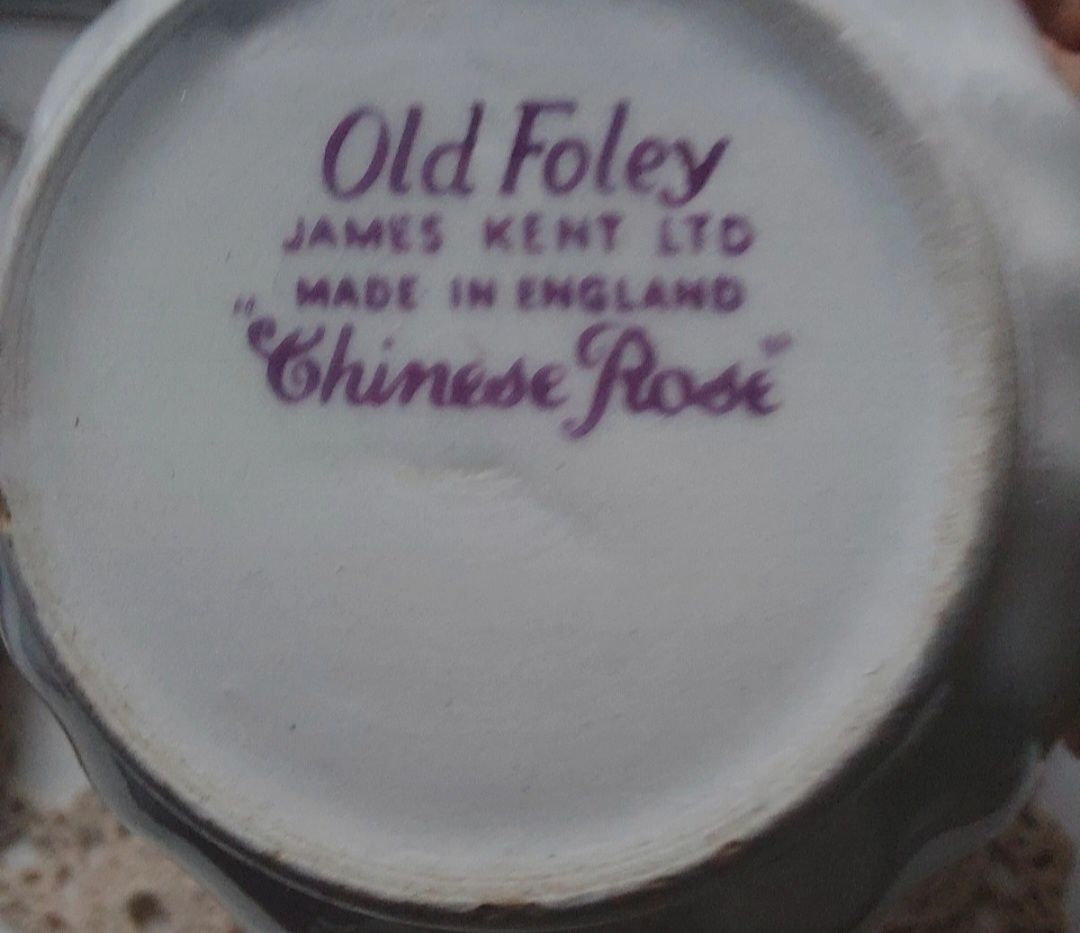 Old Foley James Kent  rose  zestaw śniadaniowy porcelana angielska