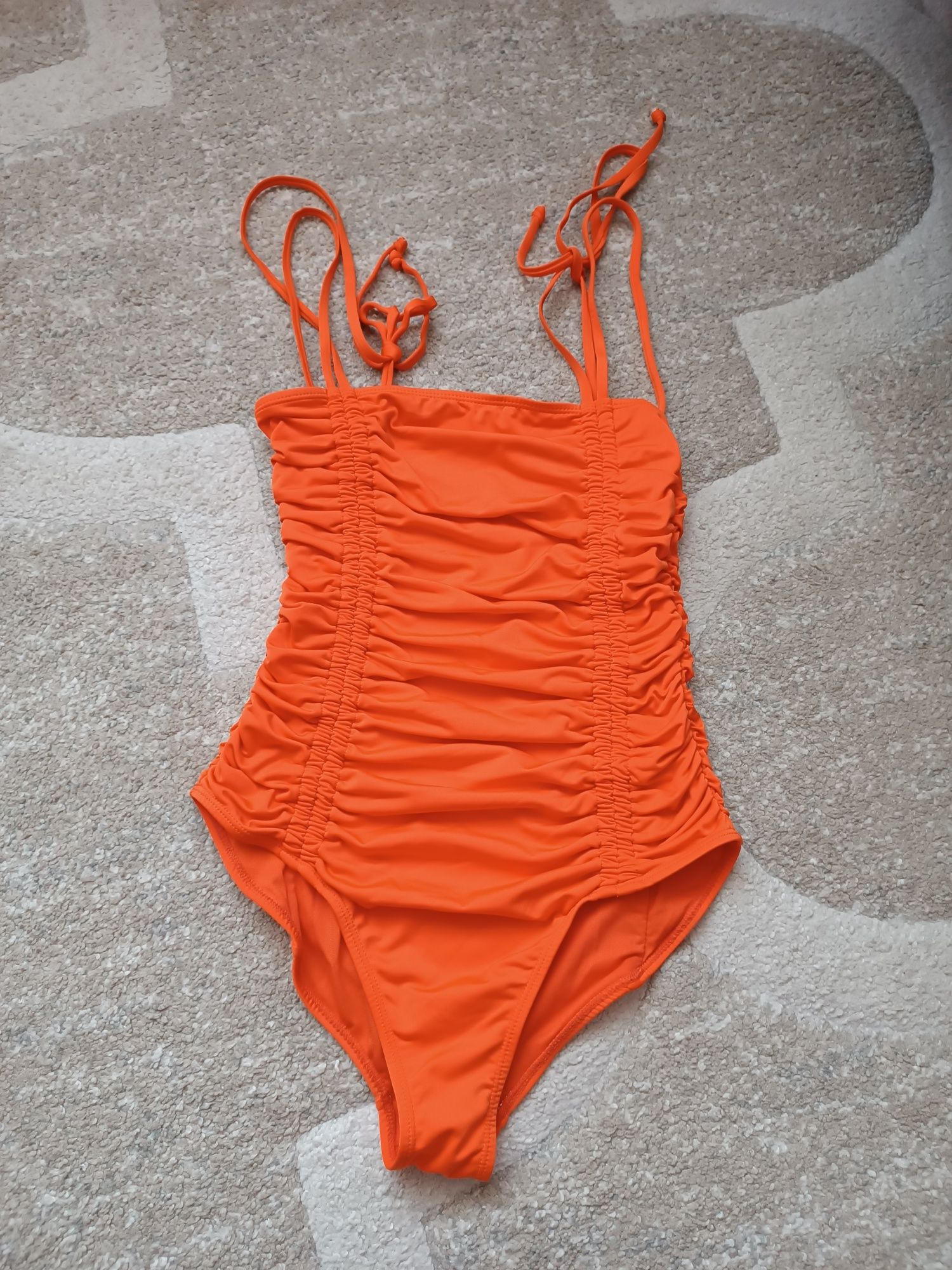 Pomarańczowy strój kąpielowy marszczony Primark S