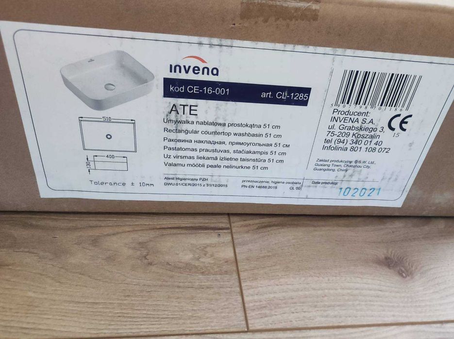 Invena Ate nowa umywalka ceramiczna nablatowa