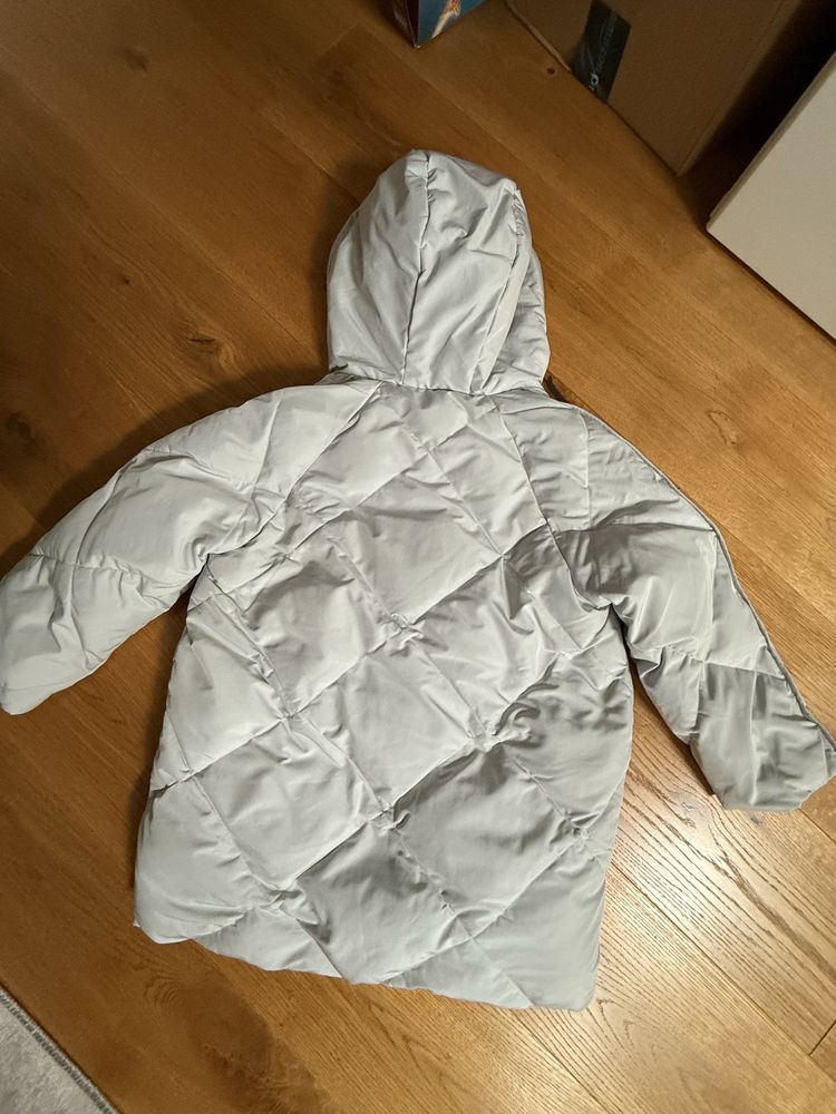 Kurtka zimowa wypełniona pierzem szara Zara 122/128