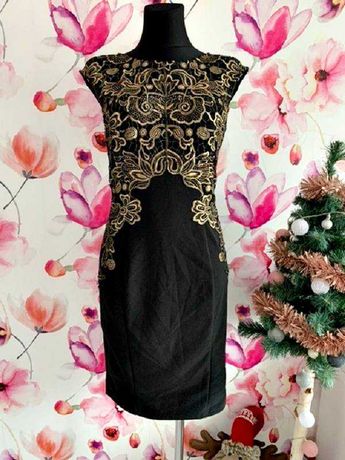 lipsy london sukienka midi ołówkowa gipiura koronka jak nowa roz.38