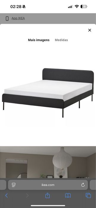 Cama de casal cinzenta