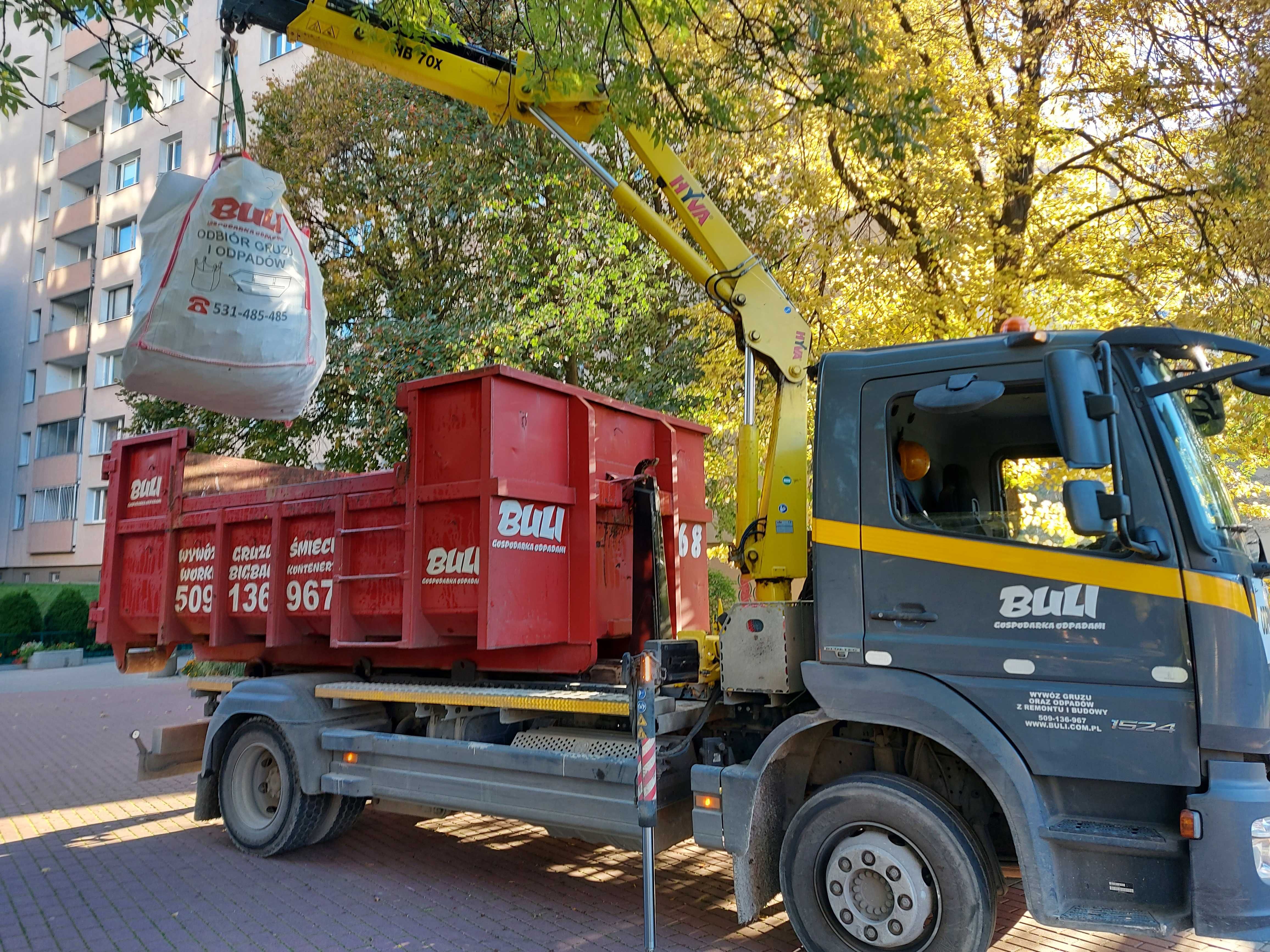 Kontener na gruz. Wywóz gruzu Warszawa Odpadów Śmieci Worki BIG BAG