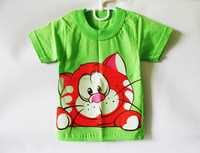 нова зелена дитяча футболка детская Розумний кіт котик кот 80\86-52