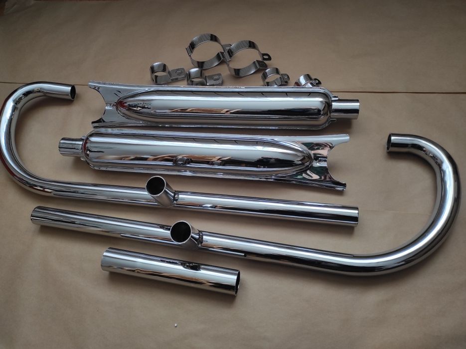 Kompletny układ wydechowy M750 M72 Ural Dniepr tłumiki kolana chrom