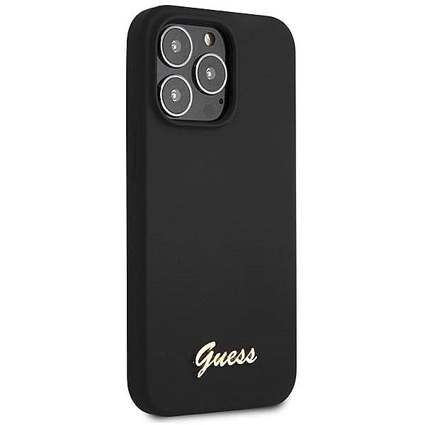 Etui Guess Silicone Script Gold Logo na iPhone 13 Pro Max - czarne