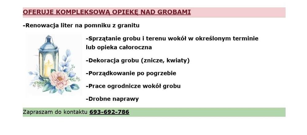 Sprzątanie, renowacja liter na pomniku z granitu