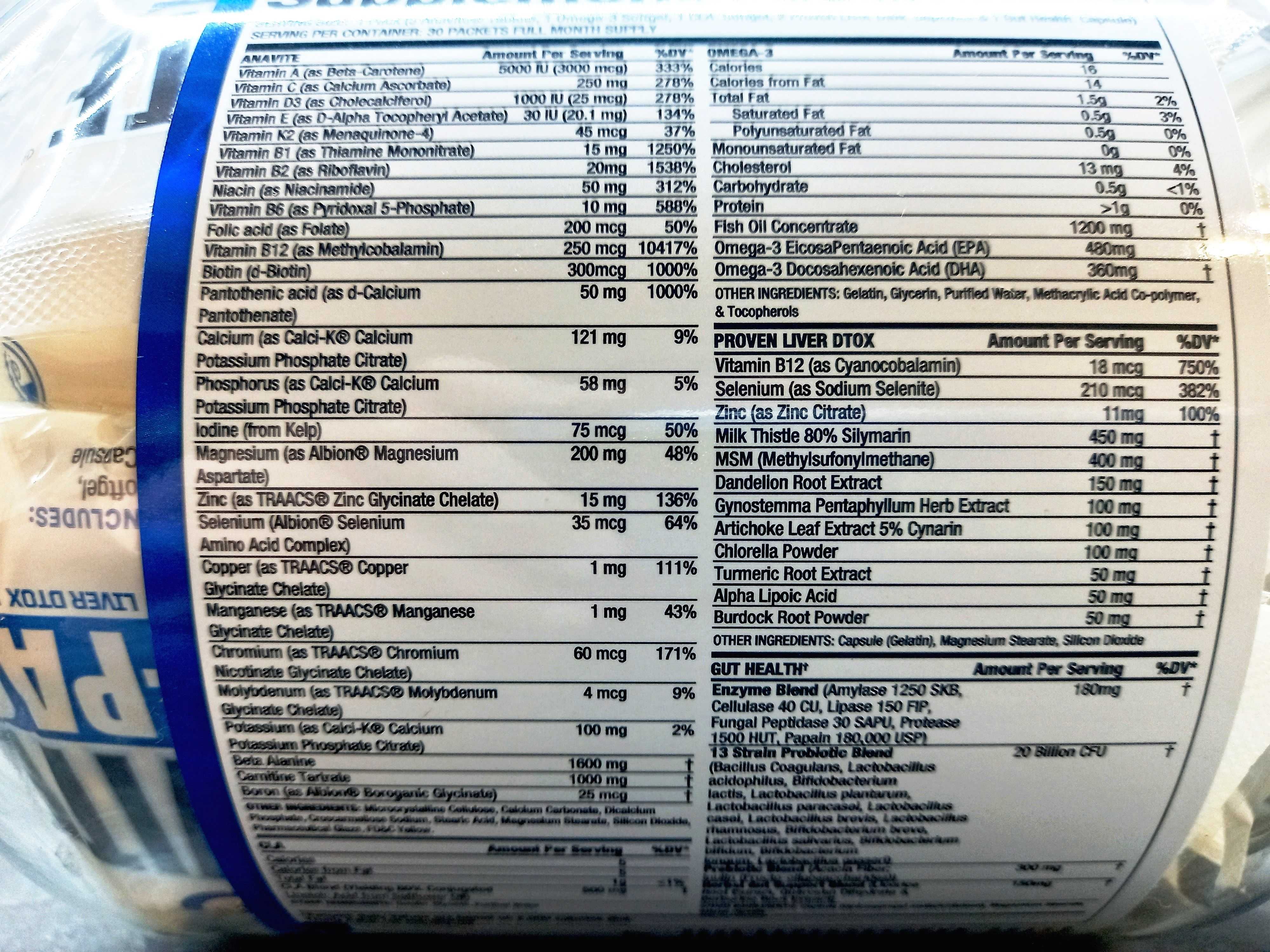 Gaspari Nutrition, Anavite Multi-Pack (30 пакетиков), мужские витамины