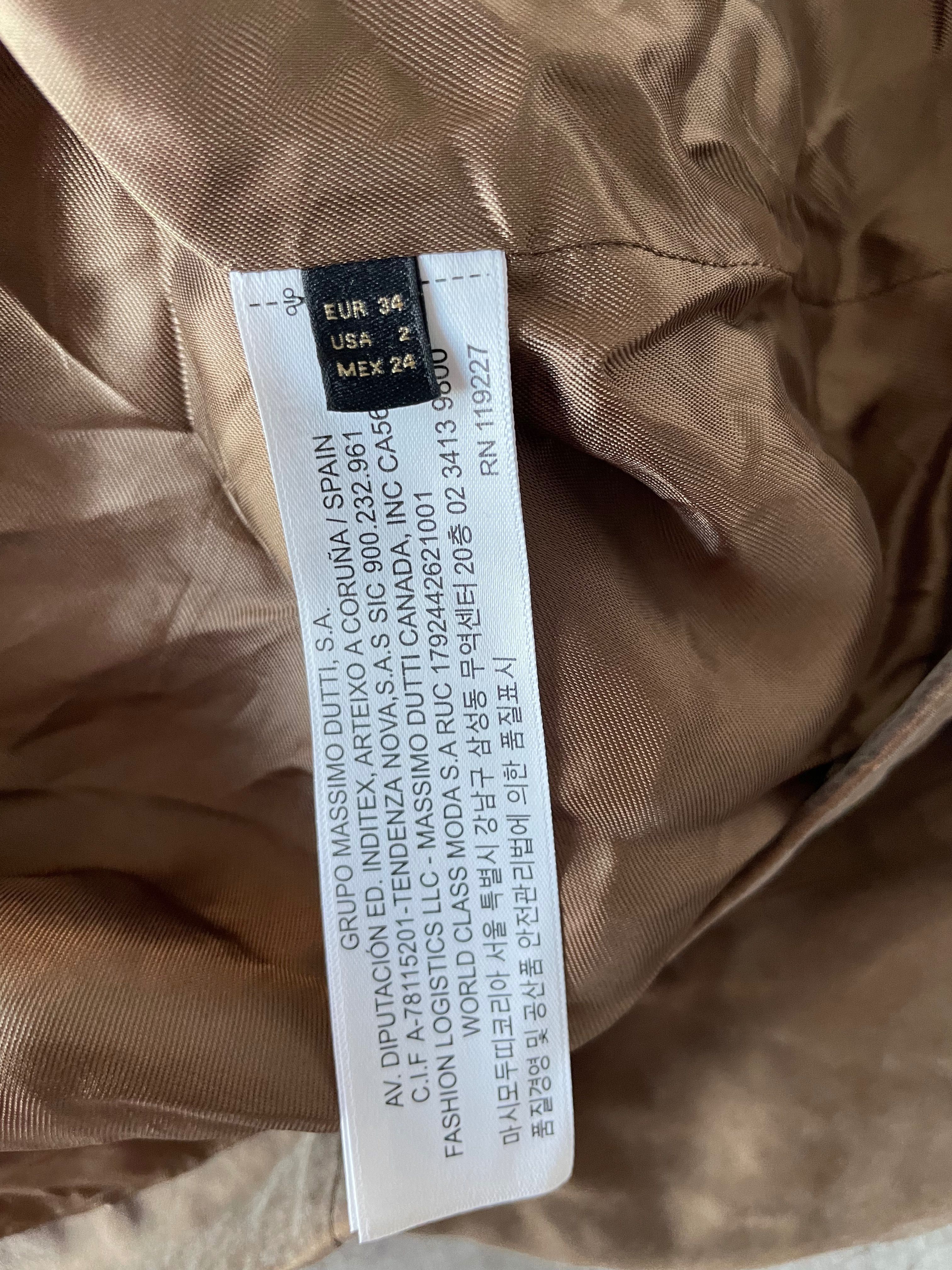 Massimo Dutti sukienka karmelowa toffi dwurzędowa marynarka supro