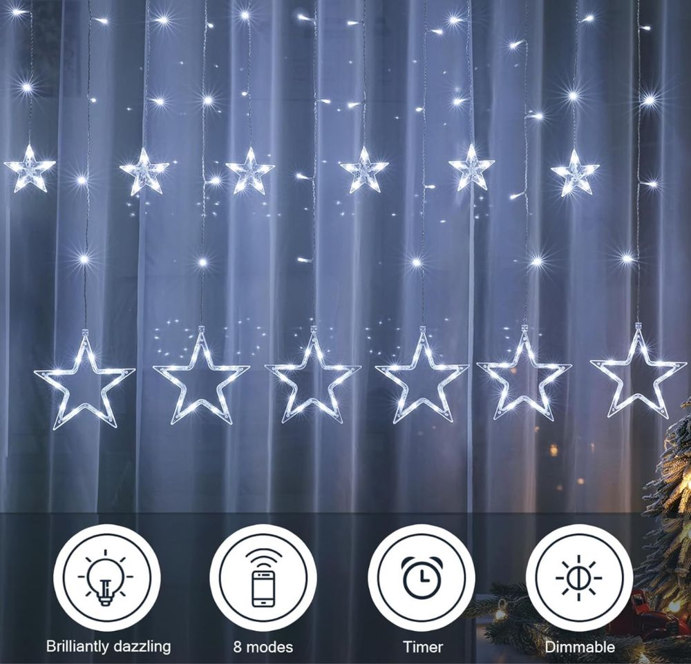 BLOOMWIN Dekoracje świąteczne 2m 138 LED, zasilanie bateryjne