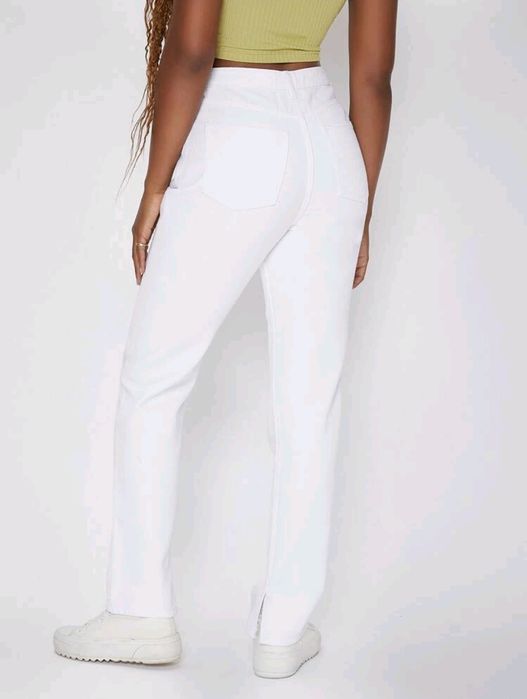 Jeans brancos cintura subida