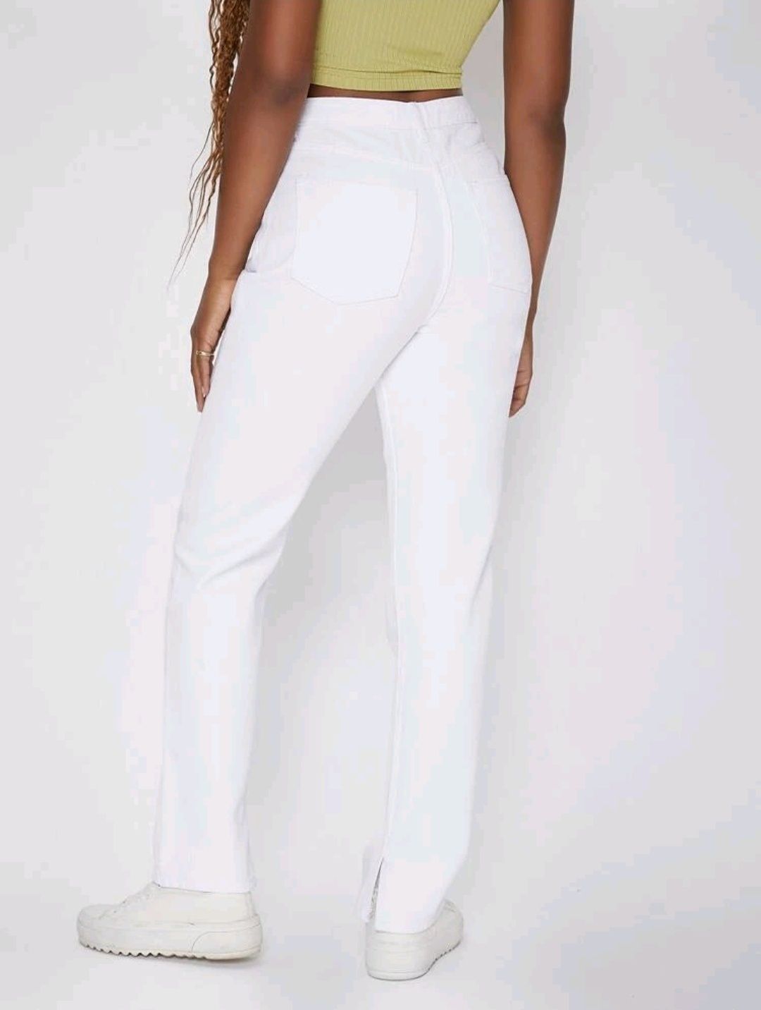 Jeans brancos cintura subida