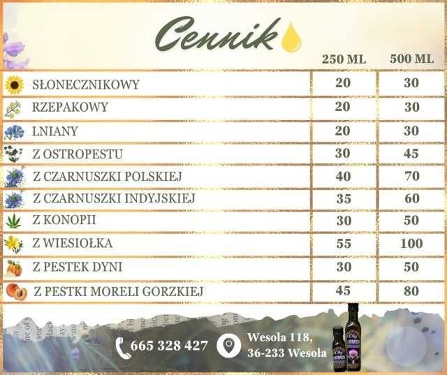 Ollej z Ostropestu 500ml tłoczony na zimno nierafinowany