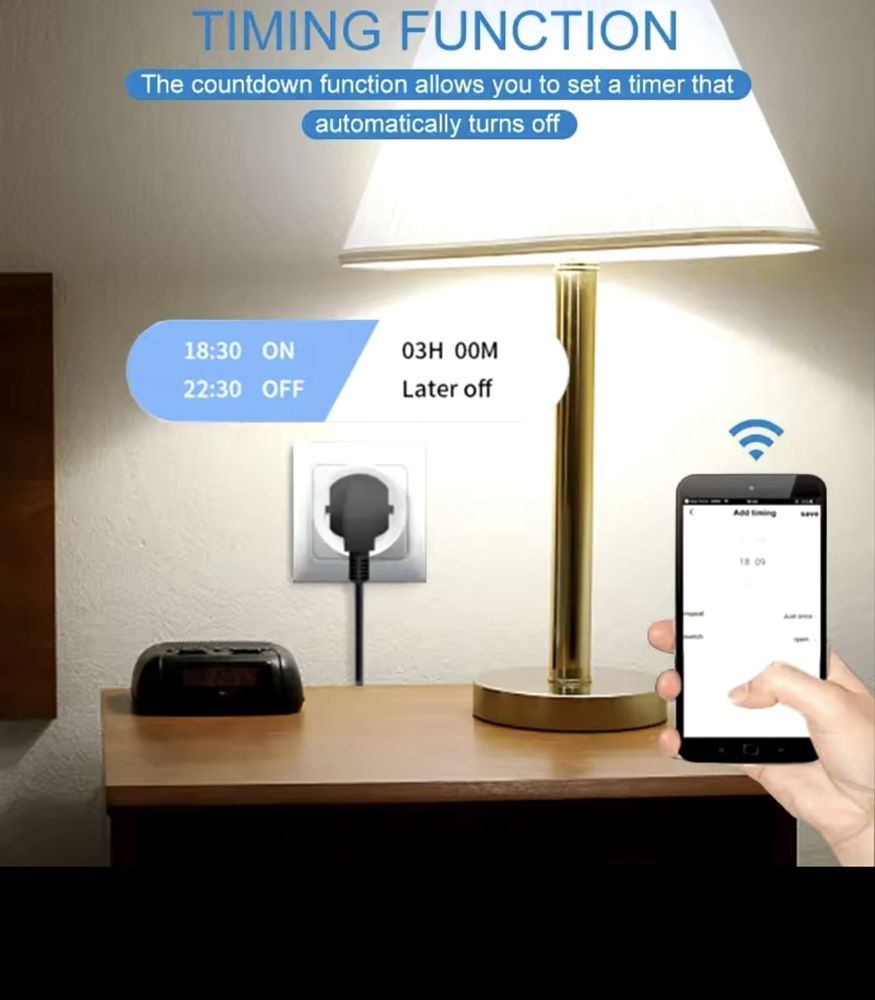Розетка Wi-Fi умная 16А 3кВт. Мониторинг.