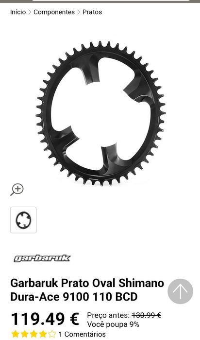 Dura-Ace Garbaruk Prato 52 Oval Shimano  110 BCD