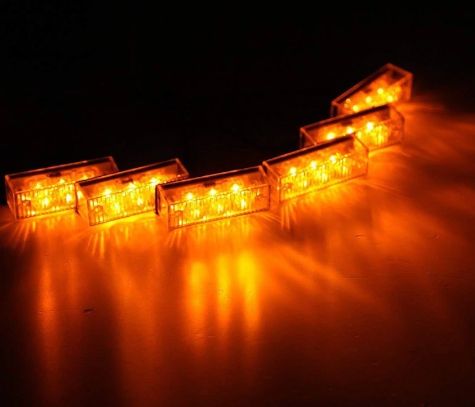 Zestaw lamp LED kolor pomarańczowy stroboskop 4/6/8 szt.