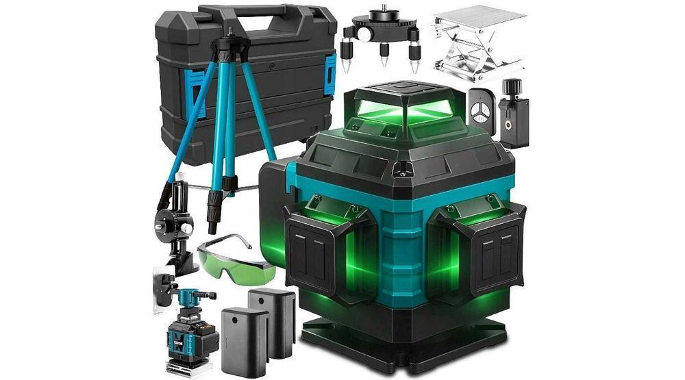 Nowa POZIOMICA LASEROWA 4D 16 LINII Laser Krzyżowy 360 Statyw Walizka