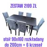 Zestaw Stół rozkładany 90x160/200 + 6 krzeseł , kolor do wyboru