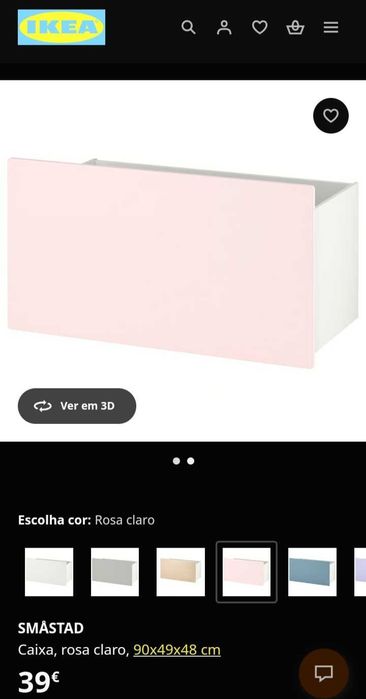 SMASTAD Caixa, rosa claro (gavetão com rodizios)