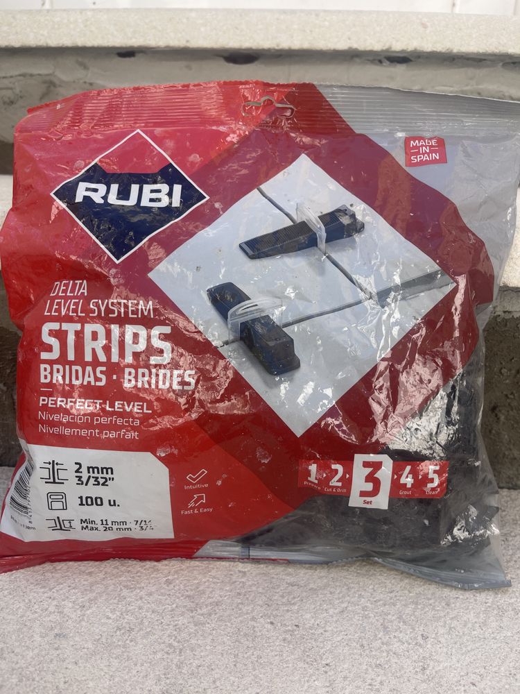Rubi, Bridas, brides, 2mm, 100u. Sistema de nivelamento, cuna, azulejo