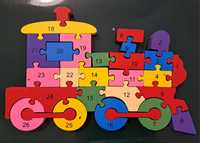 Puzzle drewniane alfabet/cyferki ciuchcia - zabawka edukacyjna