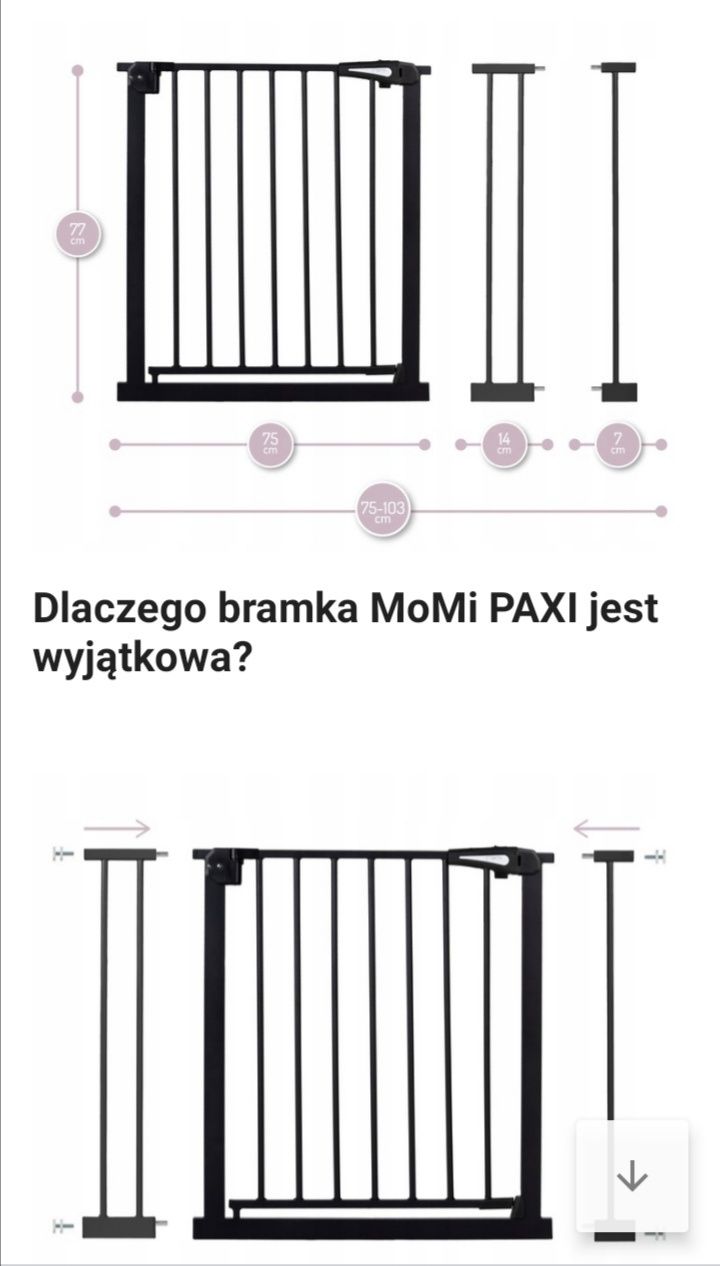 Bramka ochronna na drzwi schody barierka rozporowa czarna nowa