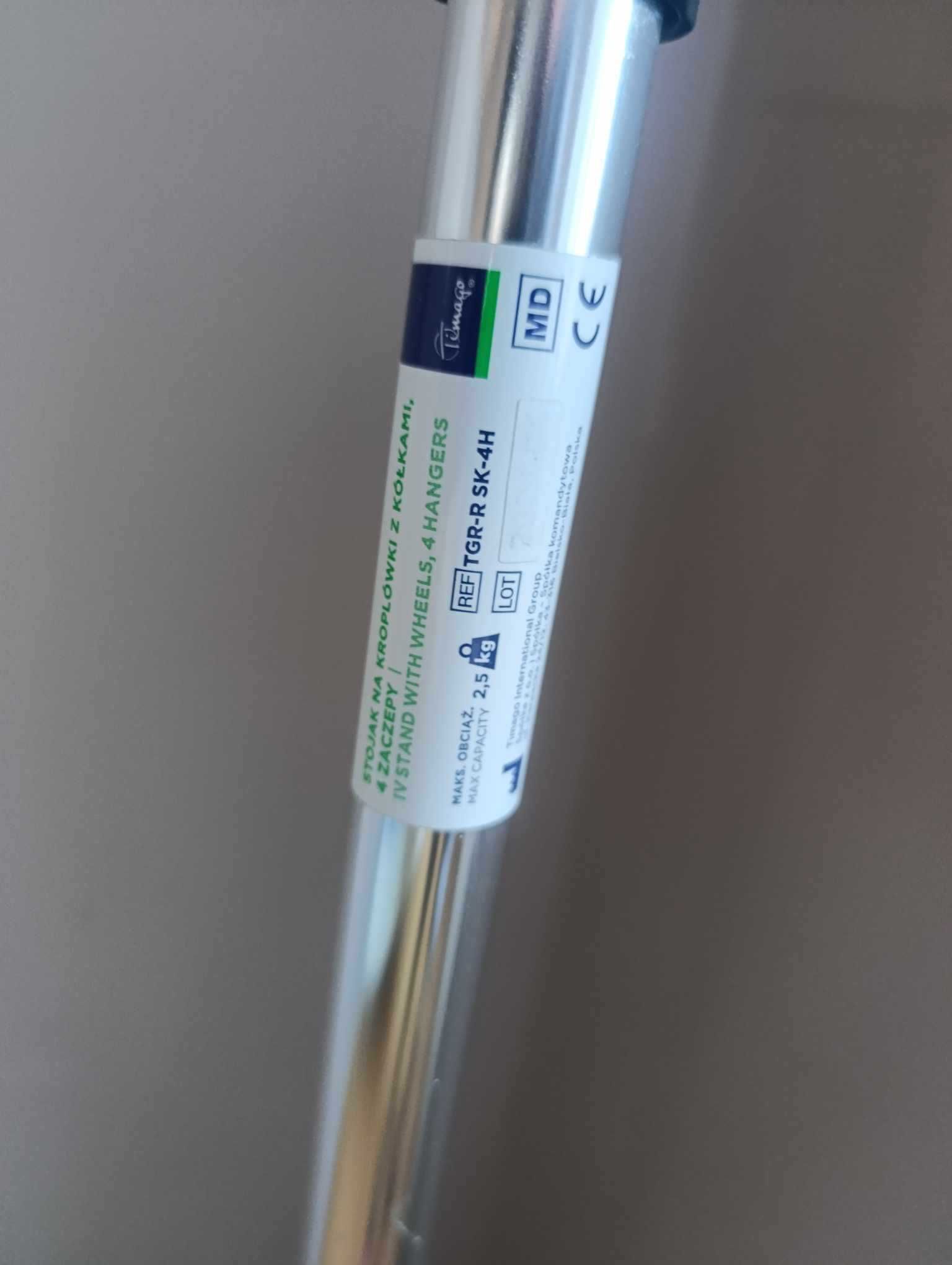 Stojak na kroplówki z kółkami 4 zaczepy ALUMINIOWY - TIMAGO