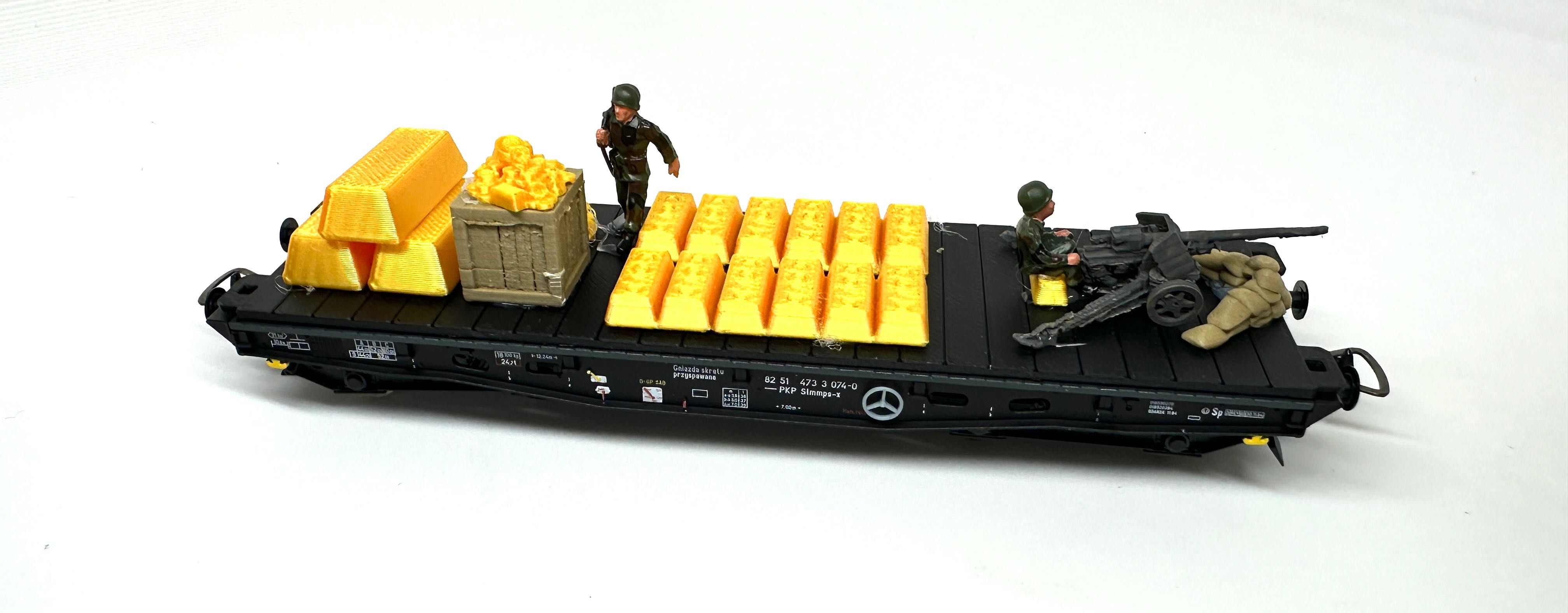 makieta diorama Złoty Pociąg platformy na wagony Piko H0 1:87